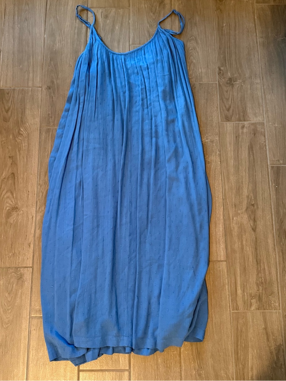 Warehouse Blue Spaghetti-Strap Maxi Dress Flowy Bohemian Island Vacation